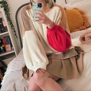 BDG Color Block Knit Chunky Sweater